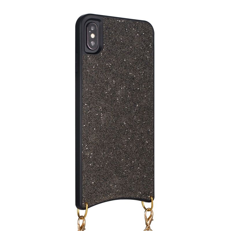 Coque iPhone Xs Max Paillettes Avec Chaîne