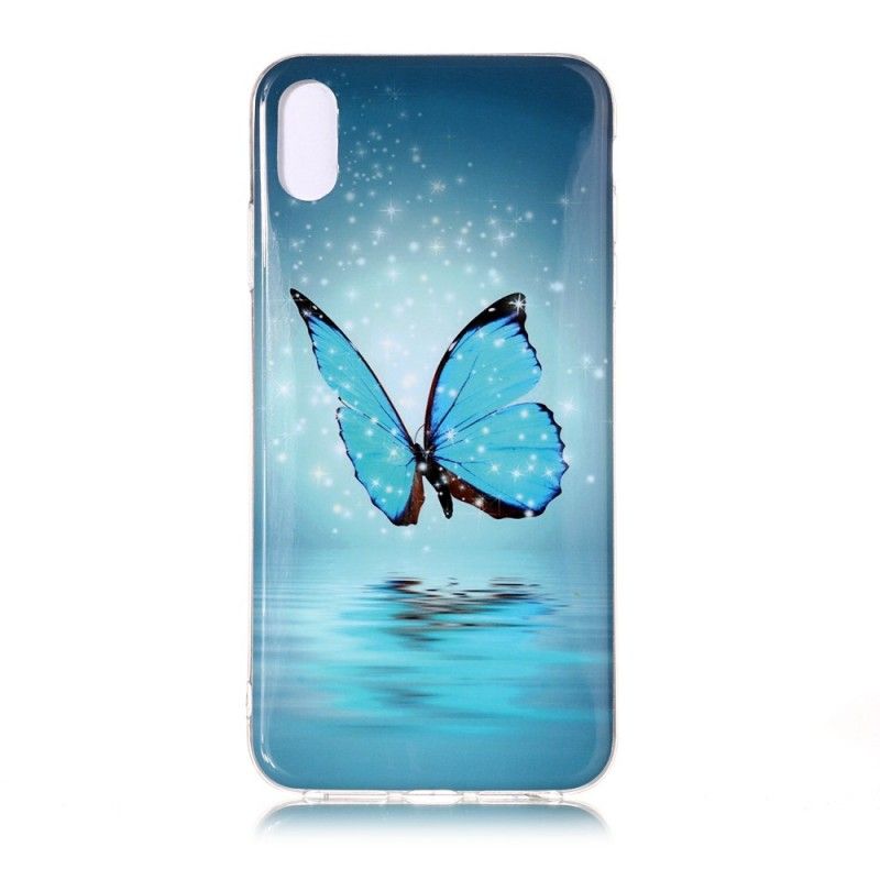 Coque iPhone Xs Max Papillon Bleu Fluorescente