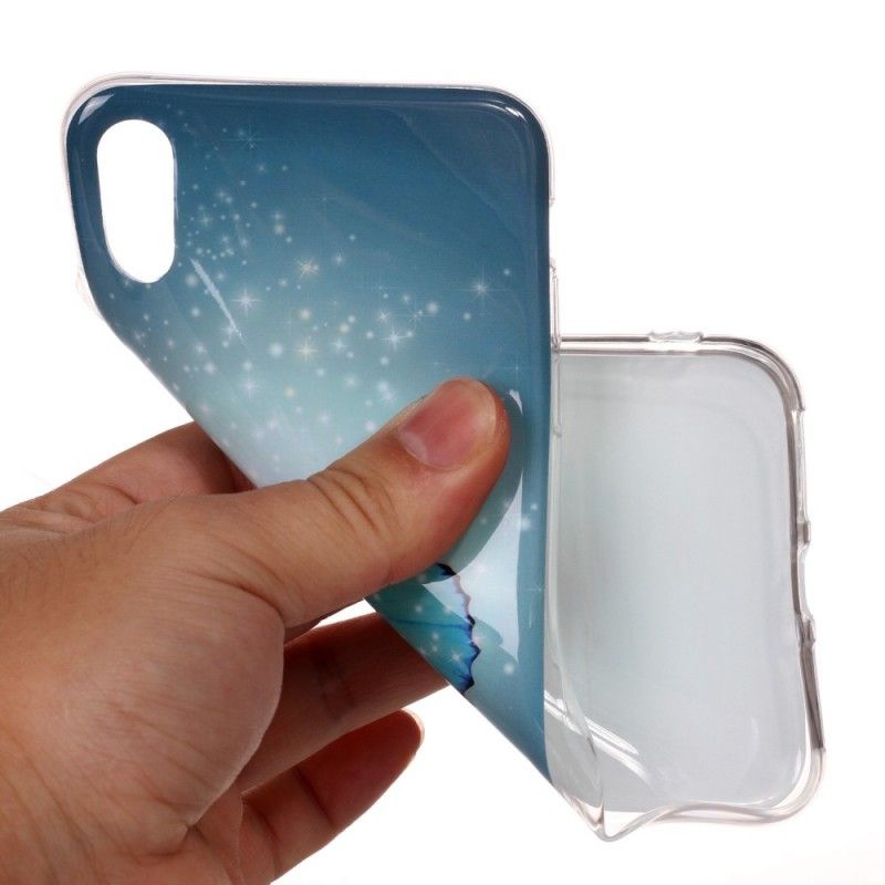 Coque iPhone Xs Max Papillon Bleu Fluorescente