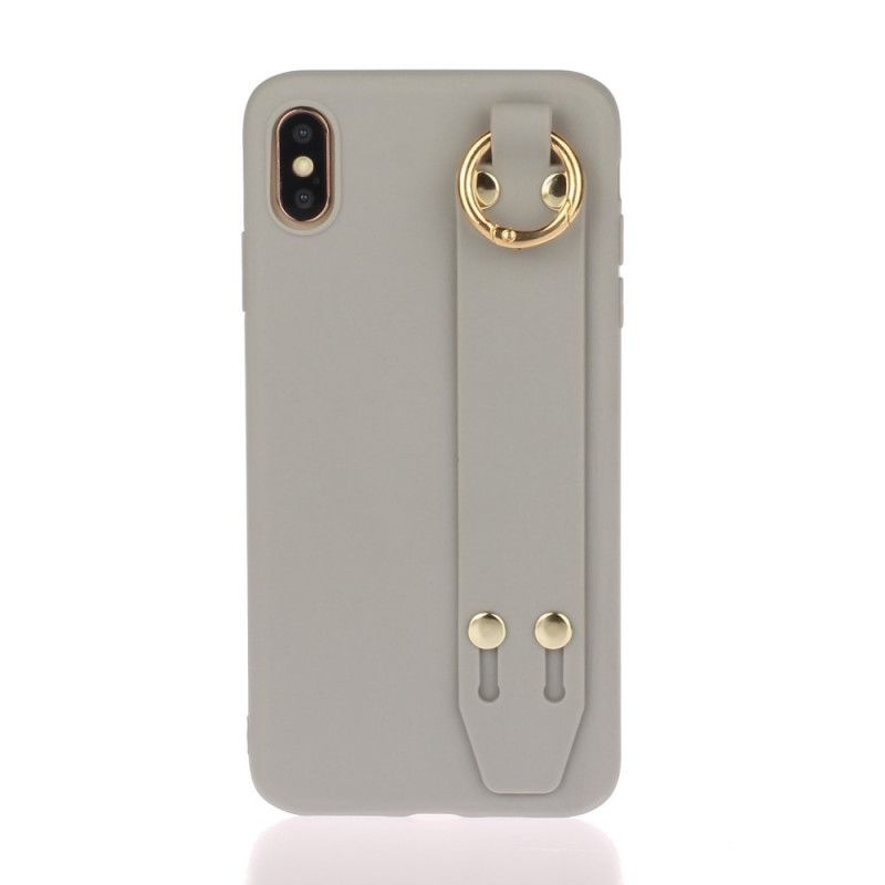 Coque iPhone Xs Max Silicone Avec Sangle Support