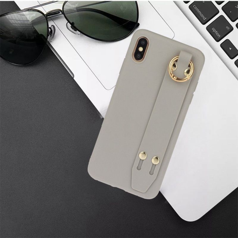Coque iPhone Xs Max Silicone Avec Sangle Support