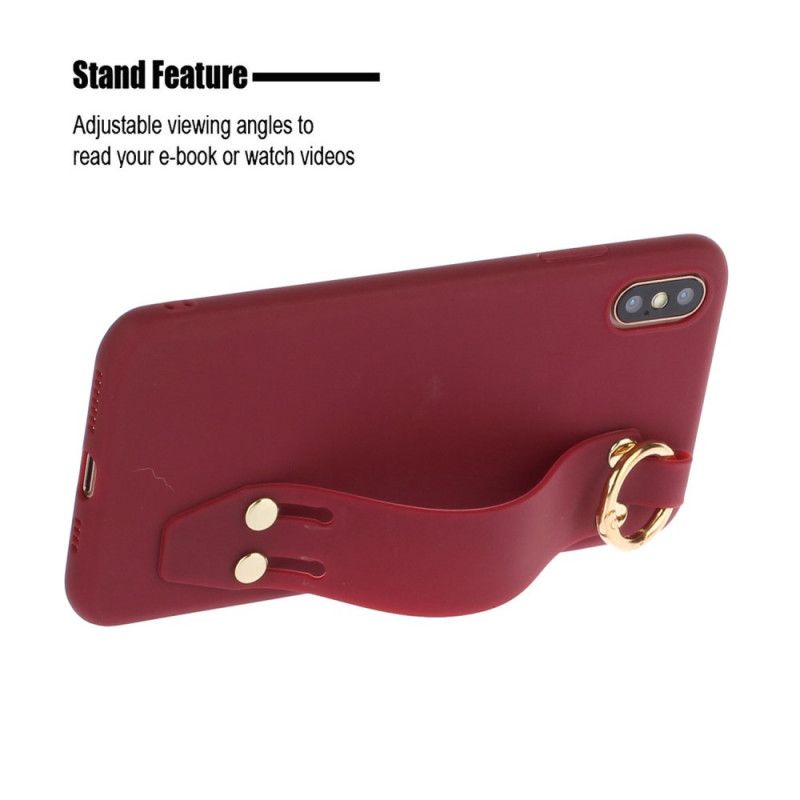 Coque iPhone Xs Max Silicone Avec Sangle Support