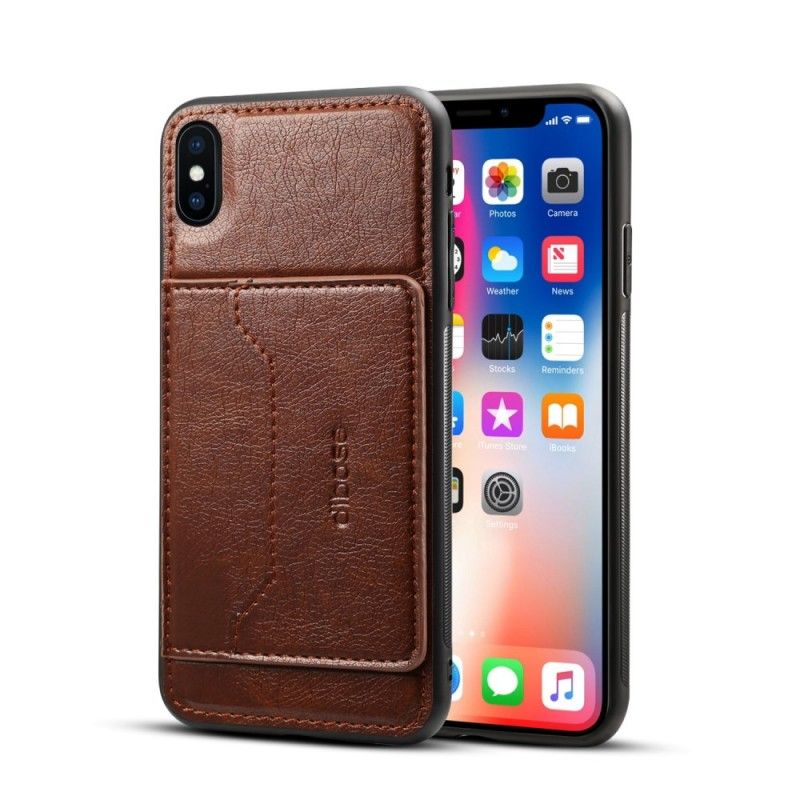 Coque iPhone Xs Max Simili Cuir Porte-carte Support