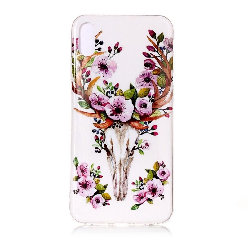 Coque iPhone Xs Max Wapiti Fleuri Fluorescente