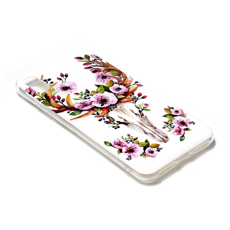 Coque iPhone Xs Max Wapiti Fleuri Fluorescente