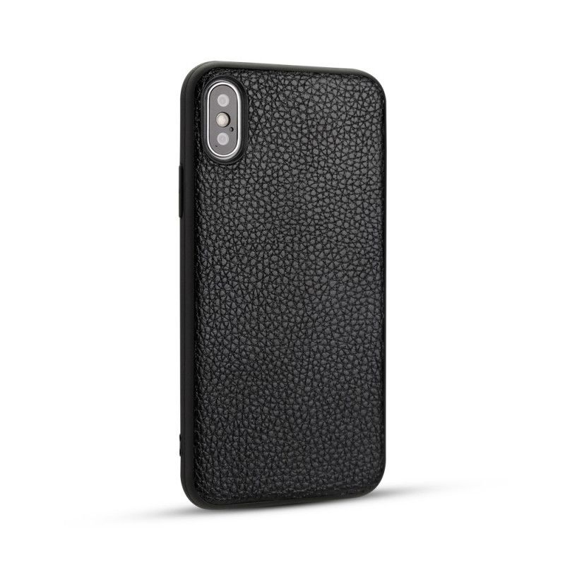 Coque iPhone Xs Véritable Cuir Litchi