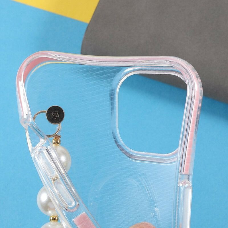 Coque Pour iPhone 13 Mini Silicone Bracelet Perles