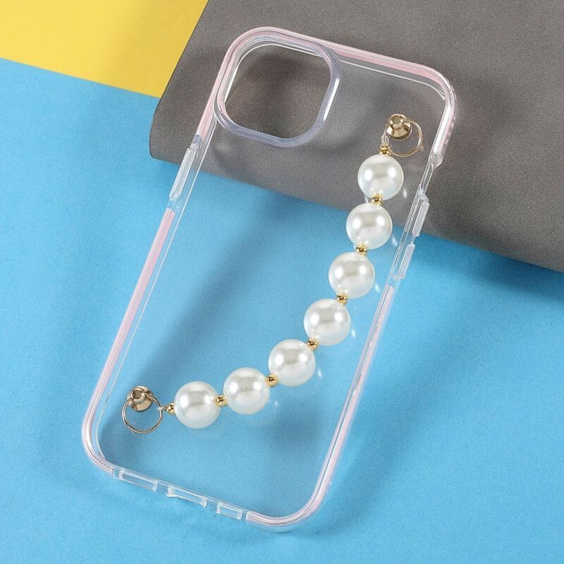 Coque Pour iPhone 13 Mini Silicone Bracelet Perles