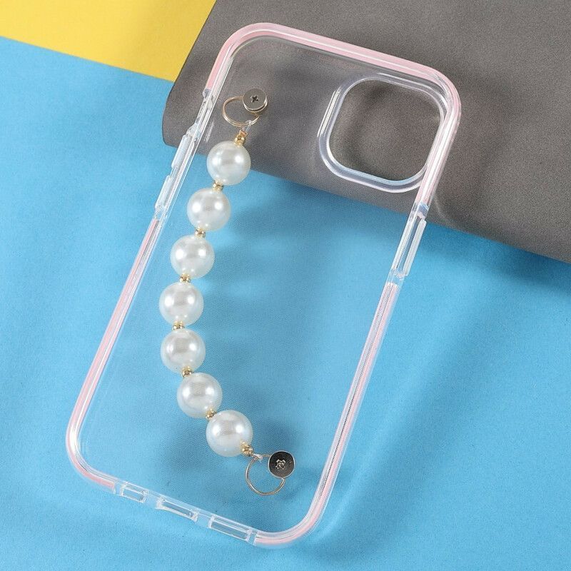 Coque Pour iPhone 13 Mini Silicone Bracelet Perles