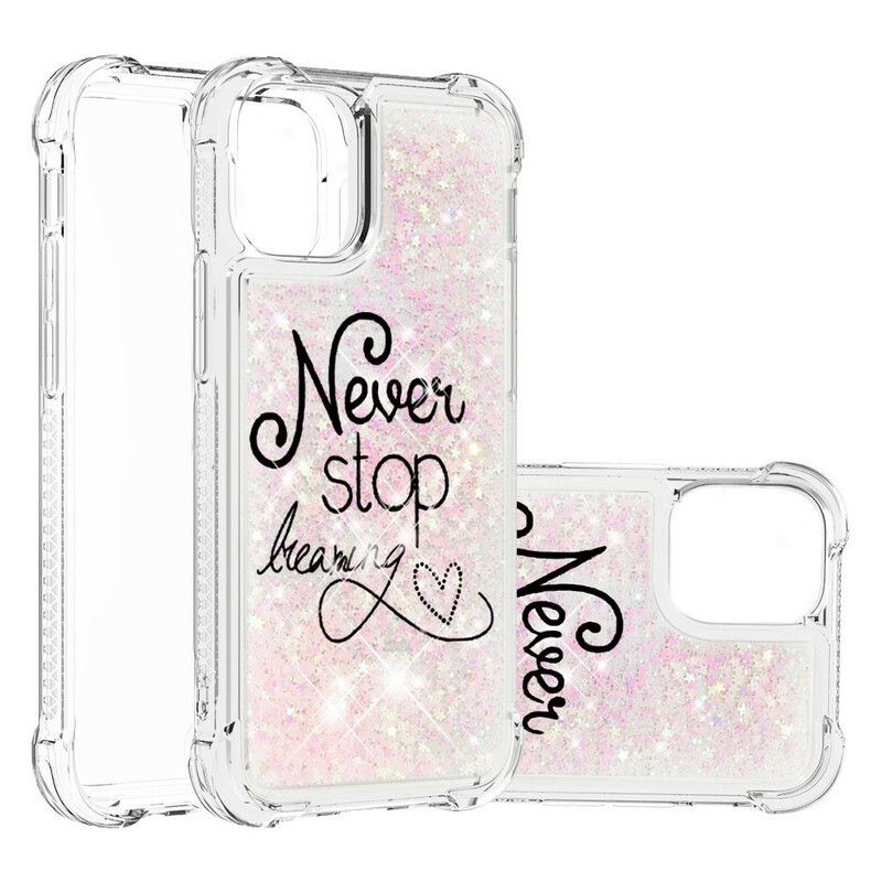 Coque Pour iPhone 13 Pro Max Never Stop Dreaming Paillettes