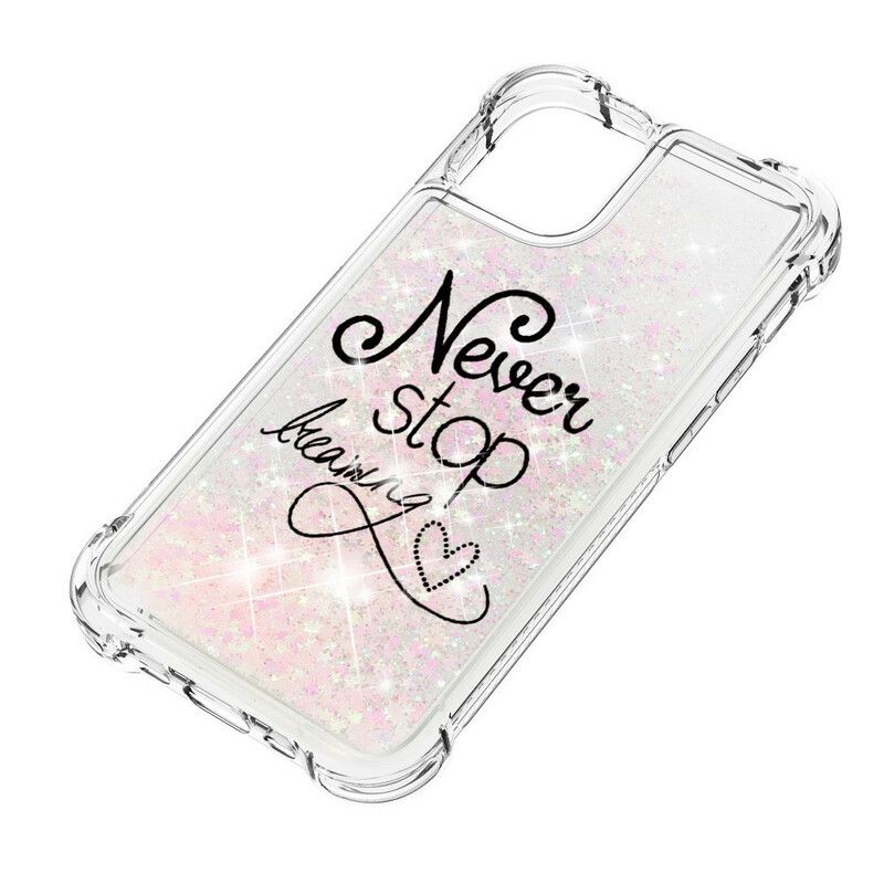 Coque Pour iPhone 13 Pro Max Never Stop Dreaming Paillettes