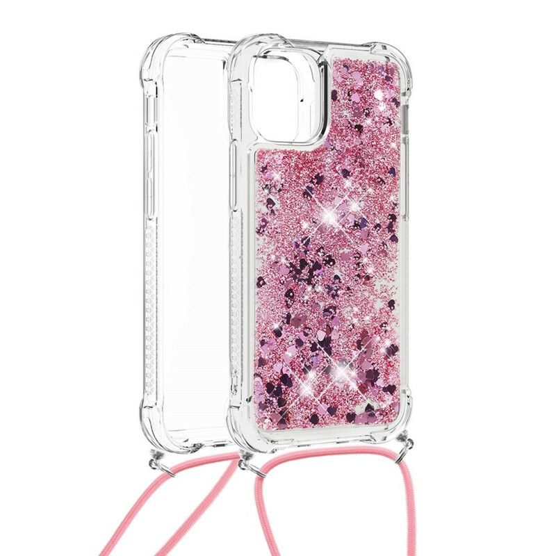 Coque Pour iPhone 13 Pro Max Paillettes À Cordon