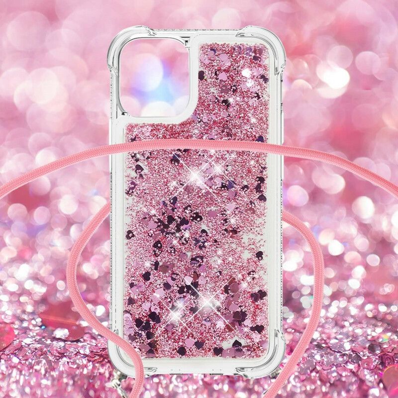 Coque Pour iPhone 13 Pro Max Paillettes À Cordon