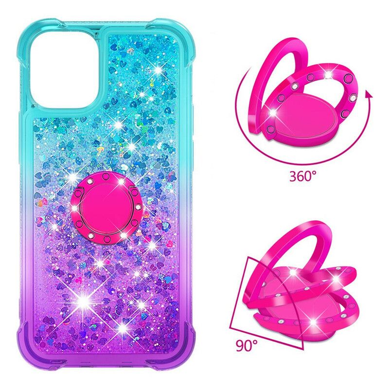 Coque Pour iPhone 13 Pro Max Paillettes Anneau-support