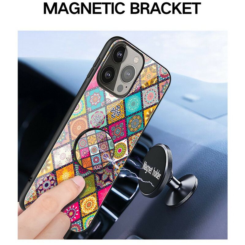 Coque Pour iPhone 13 Pro Support Magnétique Patchwork