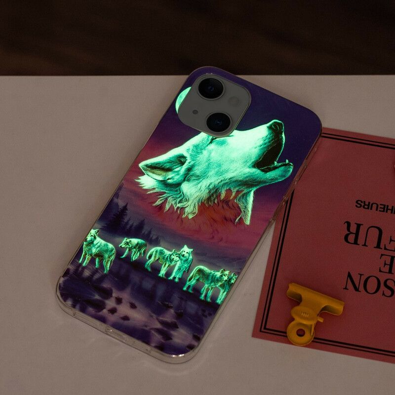 Coque Pour iPhone 13 Série Loup Fluorescente