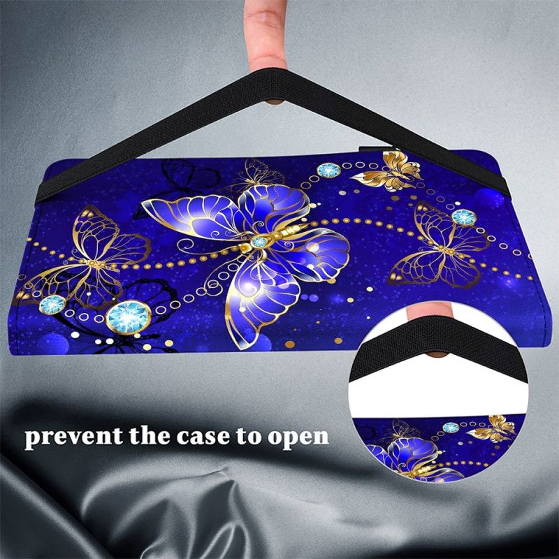 Étui iPad (2025) / 10.9 (2022) Papillons Bleus et Or