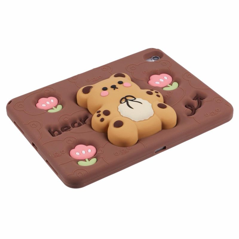 Étui pour iPad (2025) / 10.9 (2022) Support Ourson et Motif Tulipe