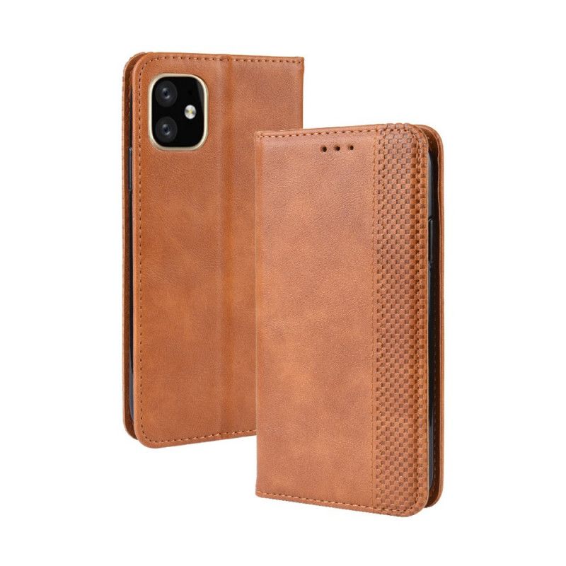 Flip Cover iPhone 11 Effet Cuir Vintage Stylisé