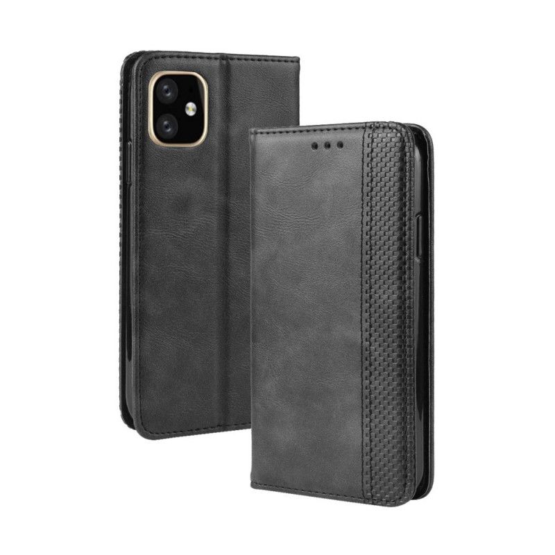 Flip Cover iPhone 11 Pro Effet Cuir Vintage Stylisé