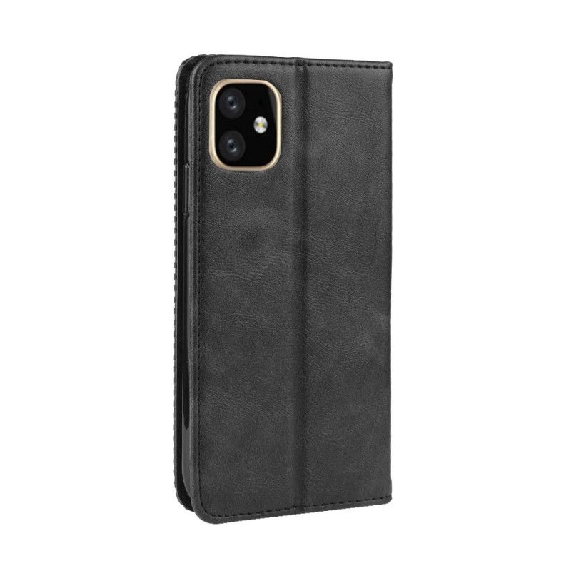 Flip Cover iPhone 11 Pro Effet Cuir Vintage Stylisé