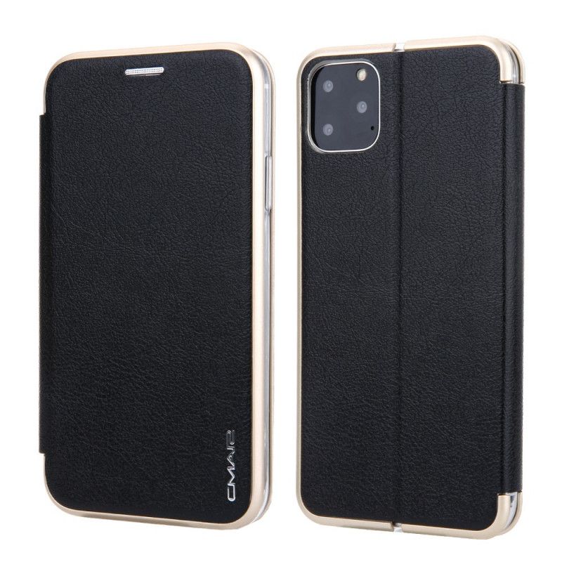 Flip Cover iPhone 11 Pro Simili Cuir Cmai2 Rebords Métallisés