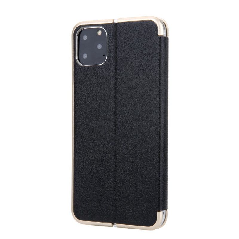 Flip Cover iPhone 11 Pro Simili Cuir Cmai2 Rebords Métallisés