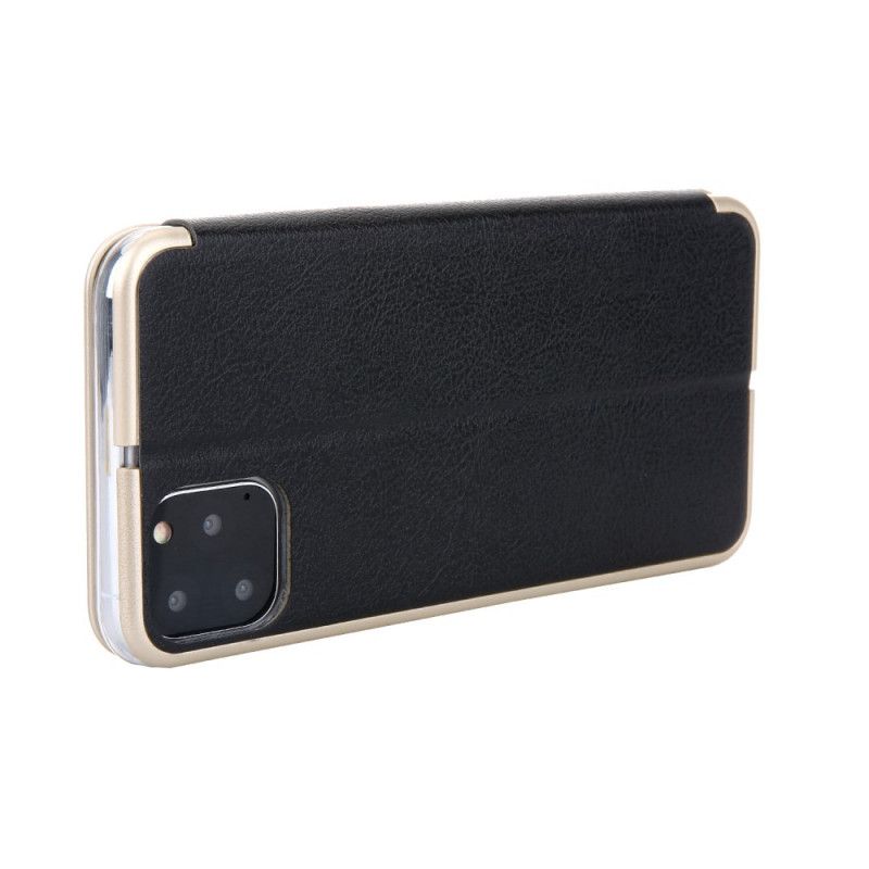 Flip Cover iPhone 11 Pro Simili Cuir Cmai2 Rebords Métallisés