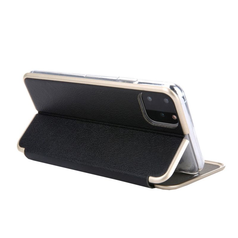 Flip Cover iPhone 11 Pro Simili Cuir Cmai2 Rebords Métallisés