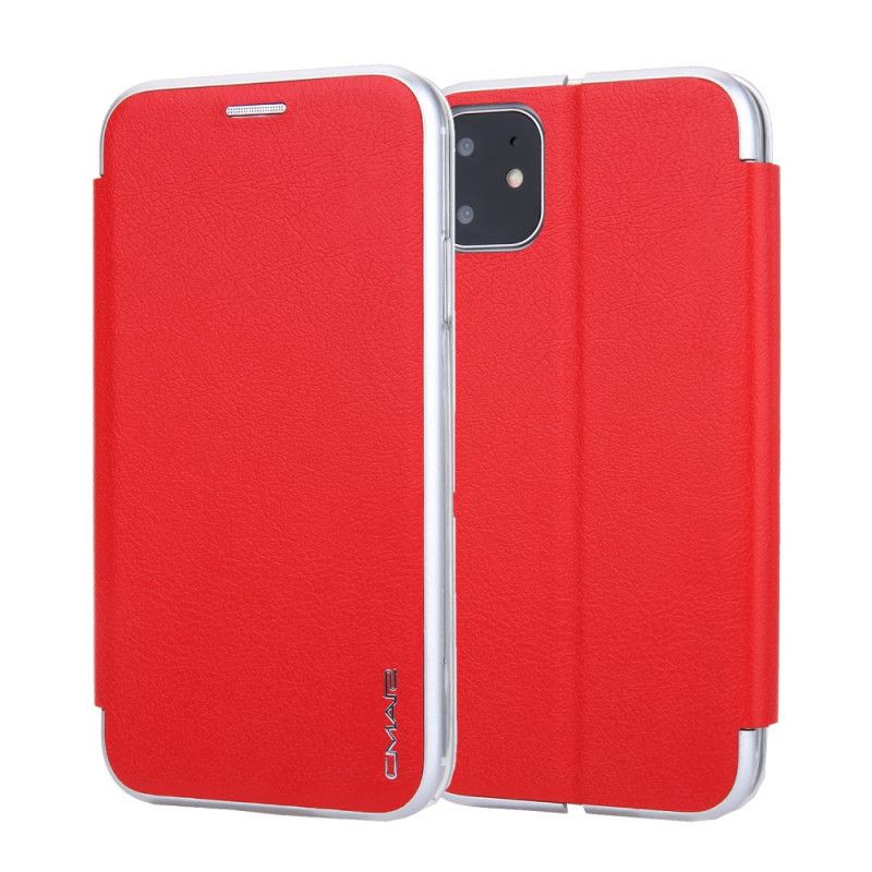 Flip Cover iPhone 11 Simili Cuir Rebords Métallisé