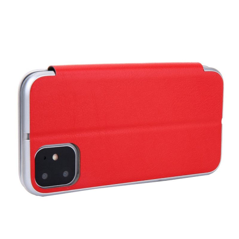 Flip Cover iPhone 11 Simili Cuir Rebords Métallisé