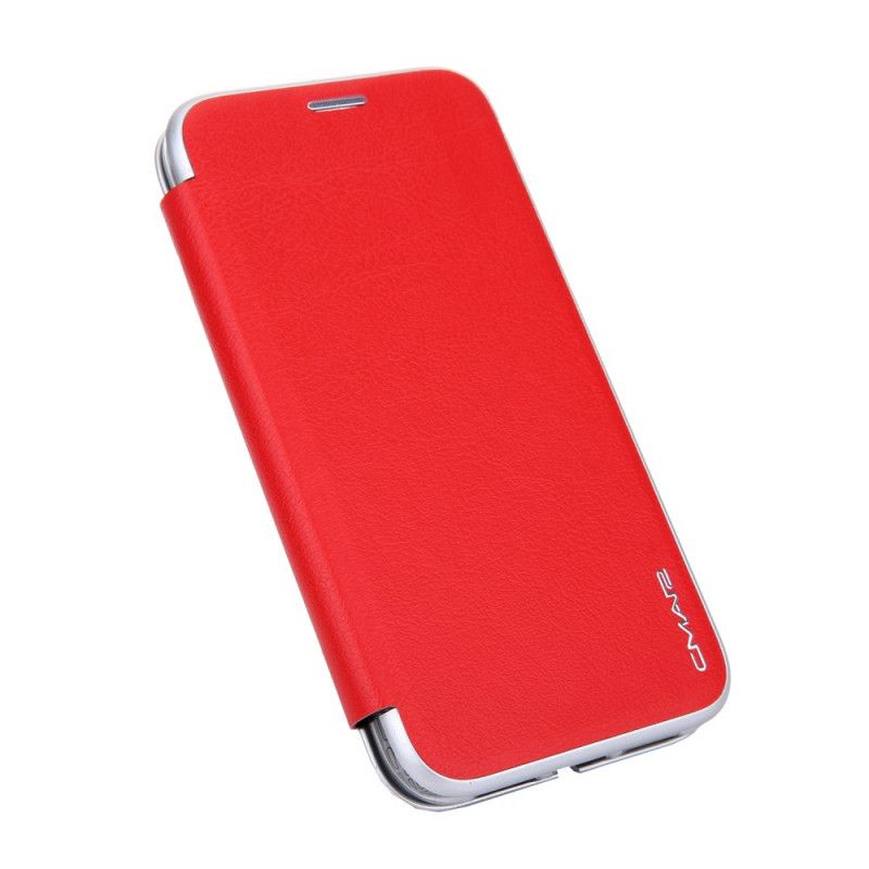 Flip Cover iPhone 11 Simili Cuir Rebords Métallisé