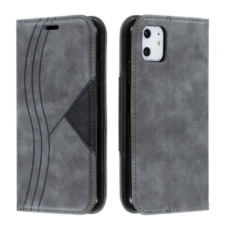 Flip Cover iPhone 11 Style Cuir Vague