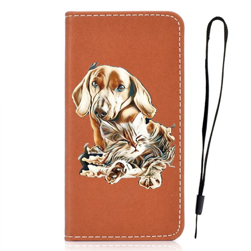 Flip Cover iPhone 12 Mini Chien Et Chat