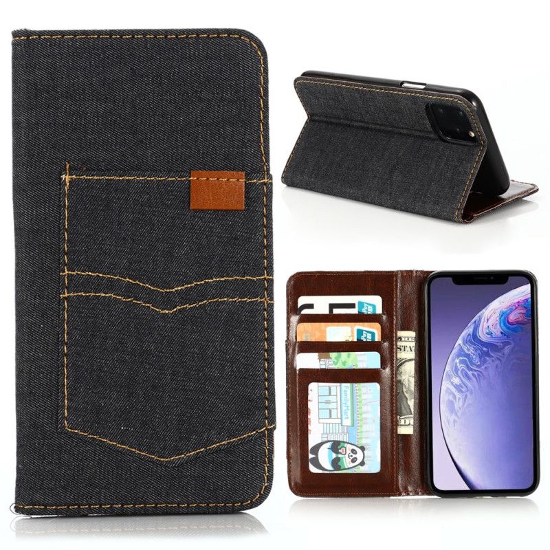 Flip Cover iPhone 12 Mini Jeans Poche Porte-carte Frontal