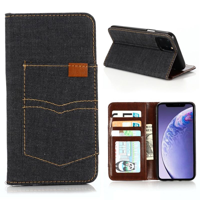 Flip Cover iPhone 12 / 12 Pro Jeans Poche Porte-carte Frontal