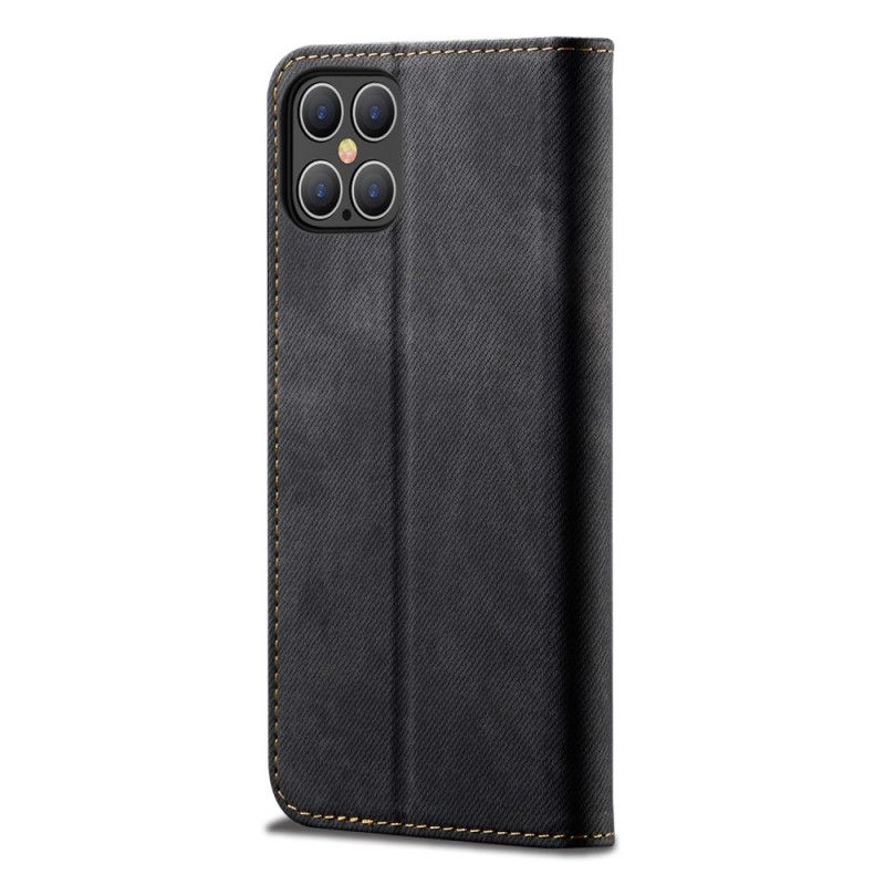 Flip Cover iPhone 12 / 12 Pro Simili Cuir Texture Jeans