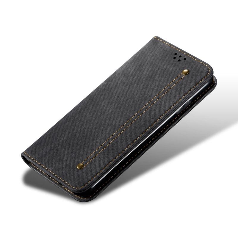 Flip Cover iPhone 12 / 12 Pro Simili Cuir Texture Jeans