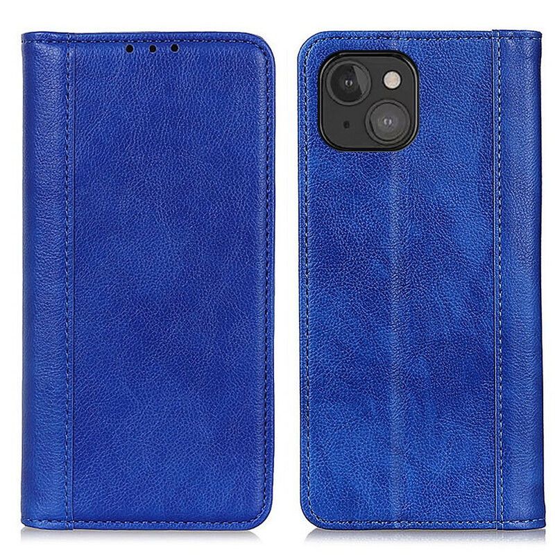 Flip Cover iPhone 13 Mini Cuir Litchi Fendu Élégance