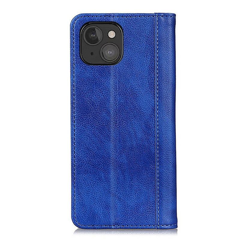 Flip Cover iPhone 13 Mini Cuir Litchi Fendu Élégance