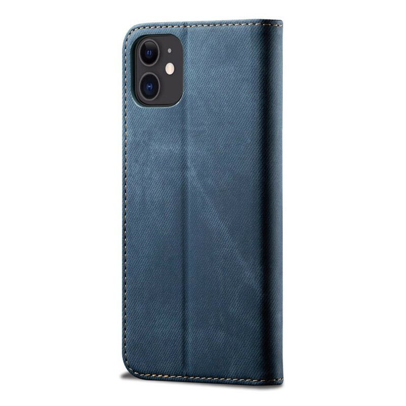 Flip Cover iPhone 13 Mini Simili Cuir Texture Jeans