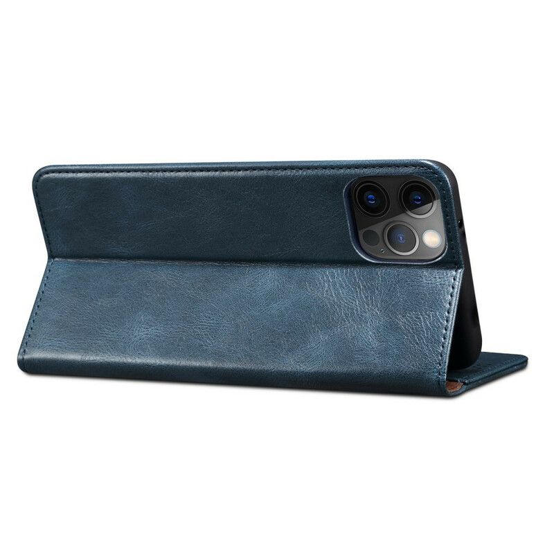 Flip Cover iPhone 13 Pro Simili Cuir Ciré