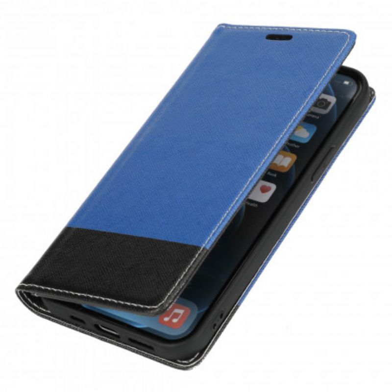 Flip Cover iPhone 13 Simili Cuir Bicolore Texturée