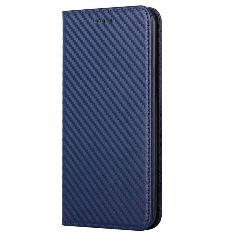 Flip Cover iPhone 14 Plus Fibre Carbone avec Lanière