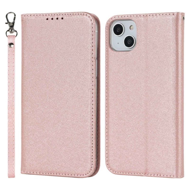 Flip Cover iPhone 14 Plus Style Cuir Douceur avec Lanière