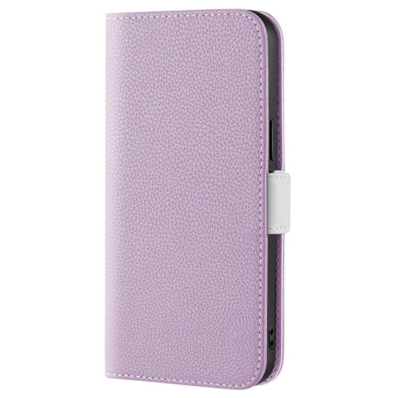 Flip Cover iPhone 14 Simili Cuir Litchi