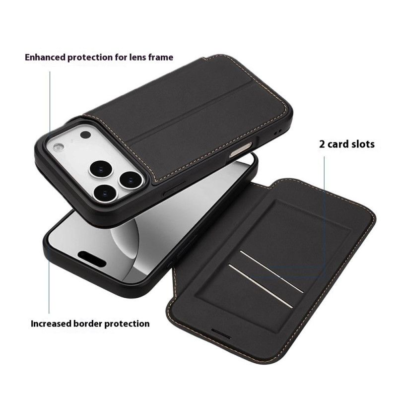 Flip Cover iPhone 17 Pro Max Fermeture Magnétique et Porte-Cartes