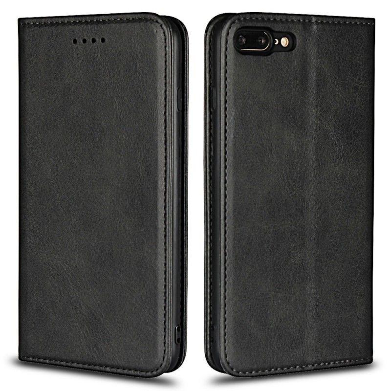 Flip Cover iPhone 8 Plus / 7 Plus Premium Simili Cuir Coutures