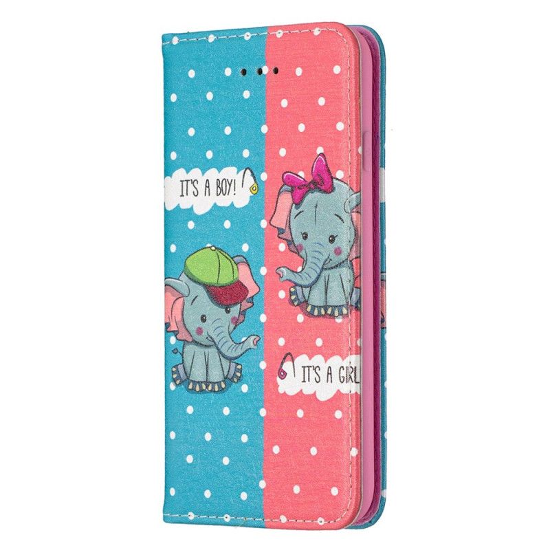 Flip Cover iPhone Se 2 / 8 / 7 Bébés Éléphants