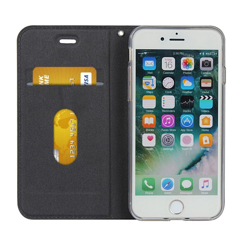 Flip Cover iPhone Se 2 / 8 / 7 Simili Cuir Avec Lanière